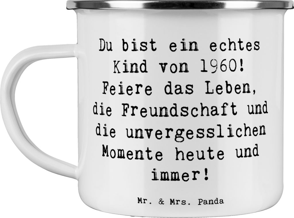 Mr. & Mrs. Panda Pott Spruch 1960 Geburtstag Kind - Weiß - Geschenk, Teetasse, becher emaille, Glückwunsch, liebevoll, Happy Birthday, Erinnerung...