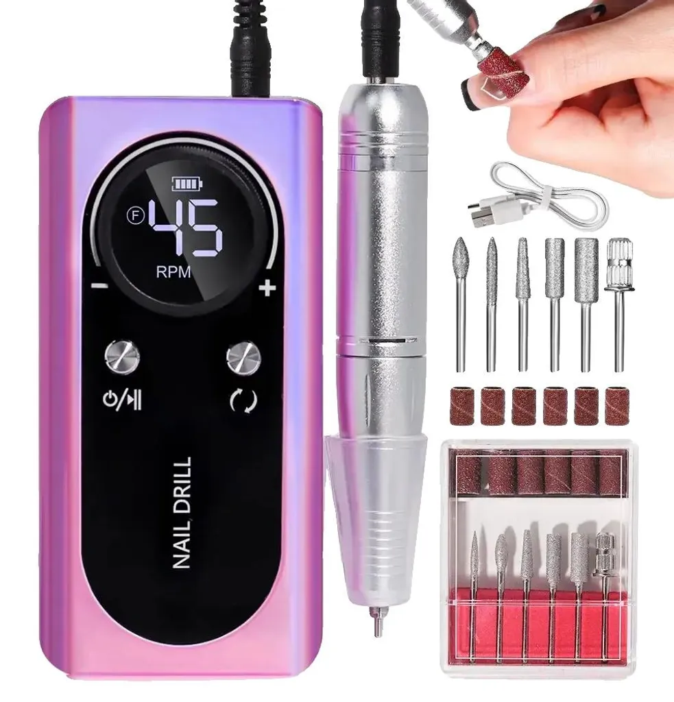 Perceuse à ongles pour faux ongles et gel LILA 45000 tr/min portable