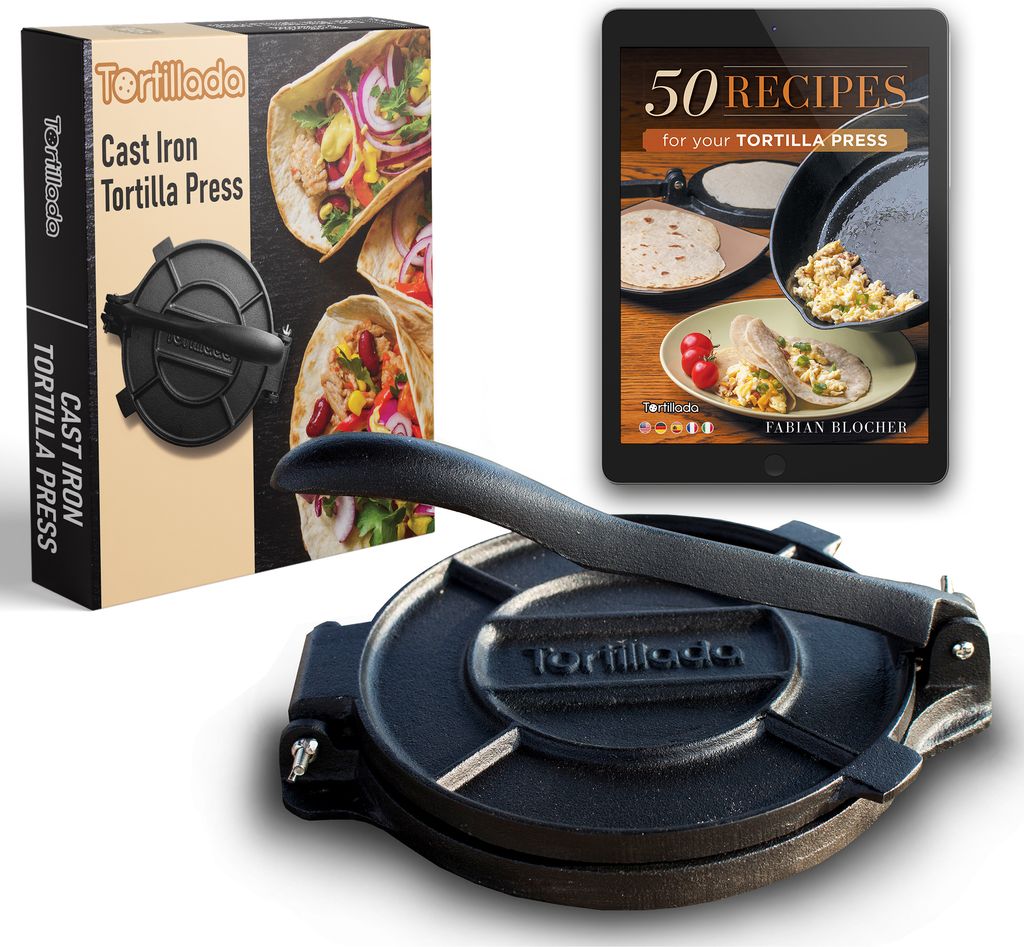 Tortilla Press including Recipe Book 20cm