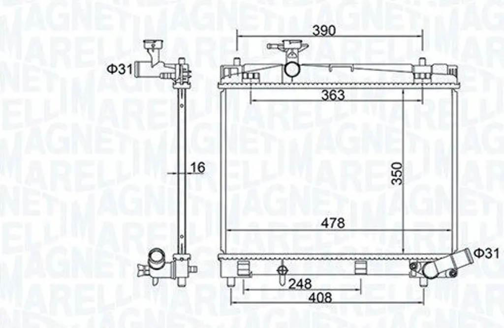 Radiateur Moteur en Aluminium pour TOYOTA Yaris P13 - Haute Qualité