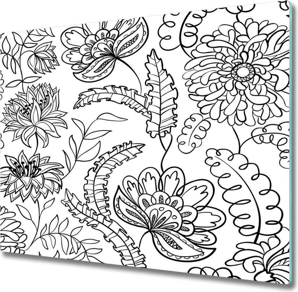 Glas Herdabdeckplatte 60x52 cm Spritzschutz Glasabdeckplatte Schneidebrett Blumenmuster