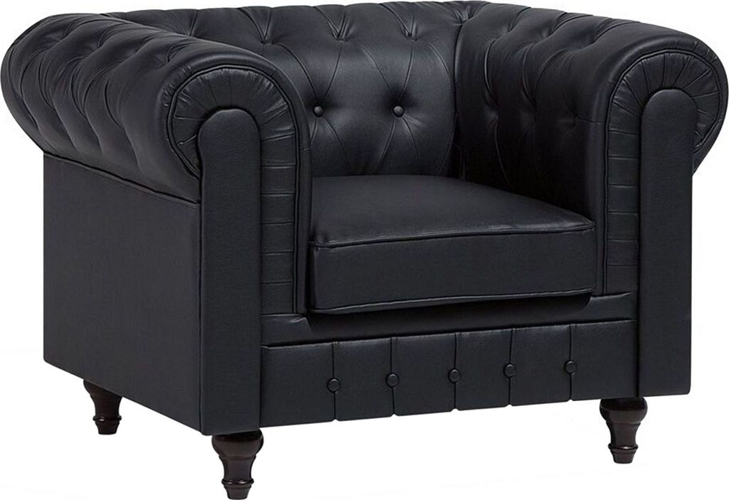 BELIANI Sessel Schwarz Kunstleder Englischer Stil Wohnzimmer