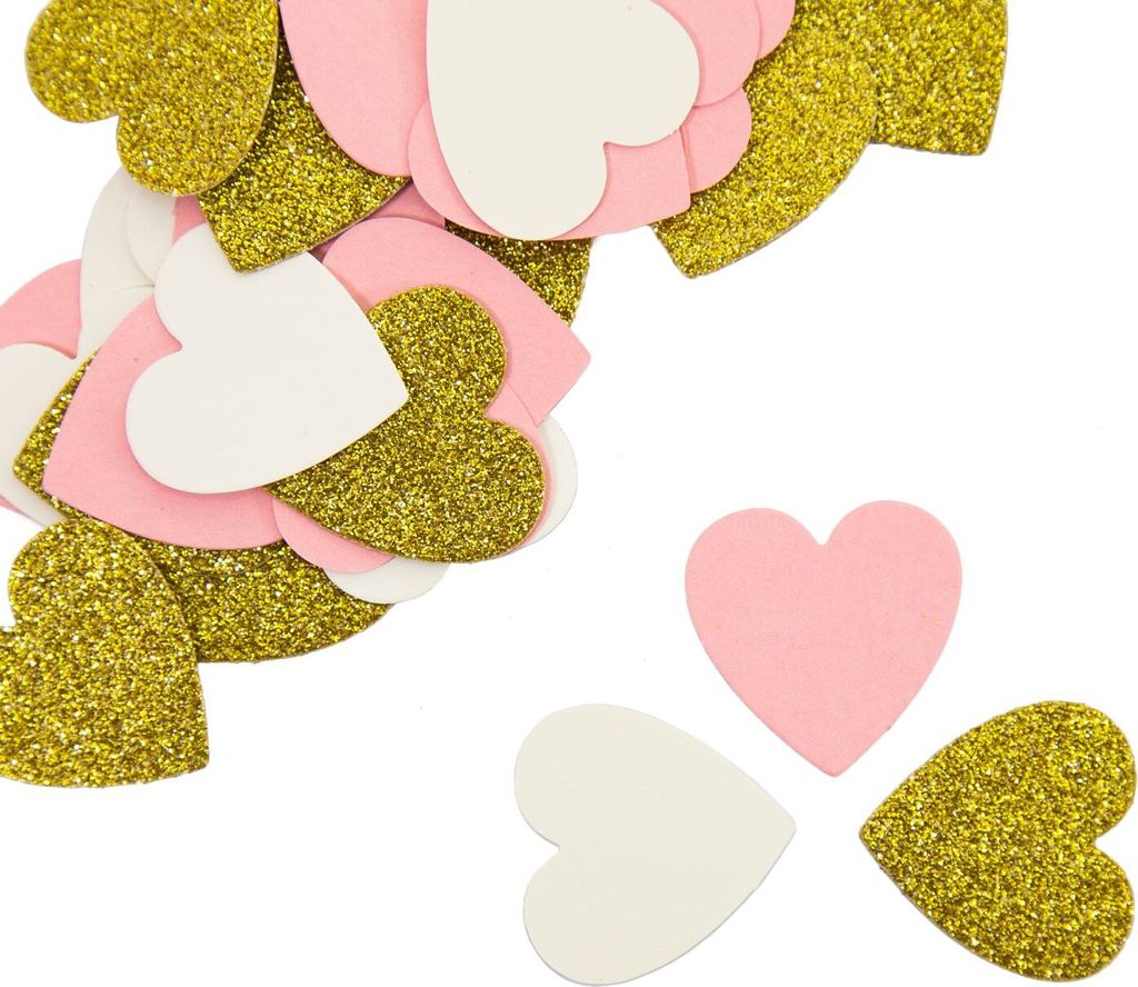 Oblique Unique Papier Konfetti Herzen 36 Stk. Tischdeko Hochzeit JGA - rosa weiß gold