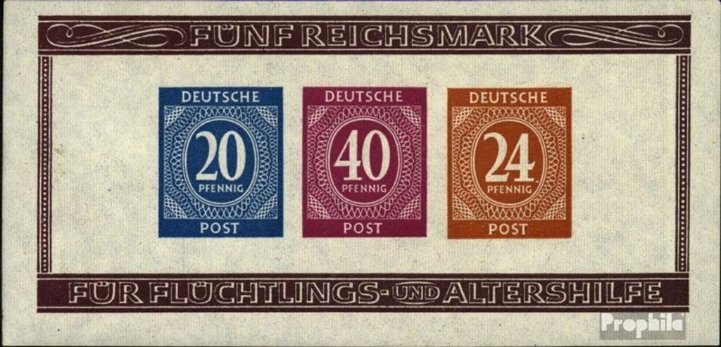 Briefmarken Alliierte Bes.-Gem.Ausg. 1946 Mi Block12B (kompl.Ausg.) postfrisch Kontrollrat I