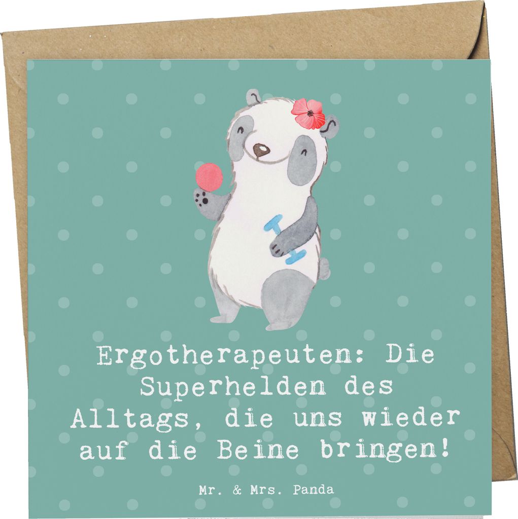 Mr. & Mrs. Panda Grußkarte Ergotherapeutin Superhelden - Meeresbrise - Geschenk, faltkarte, Berufsgestaltung, Selbständigkeit, Beruf, Glückwunsc...