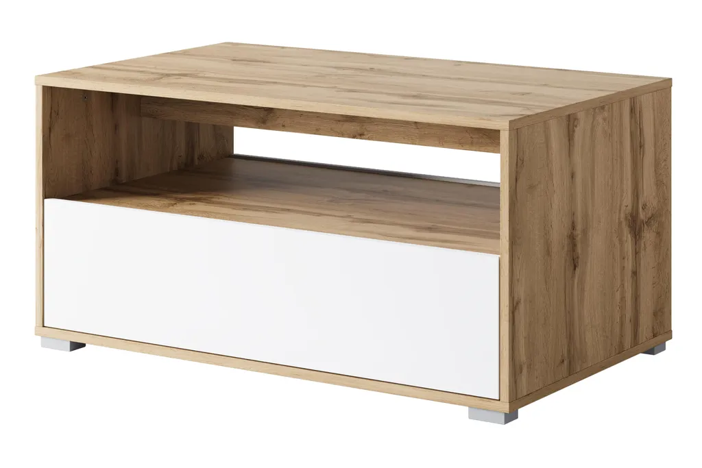 Tavolino Design Moderno NIMFEA II 90cm Rovere e Bianco | MINIO Casa