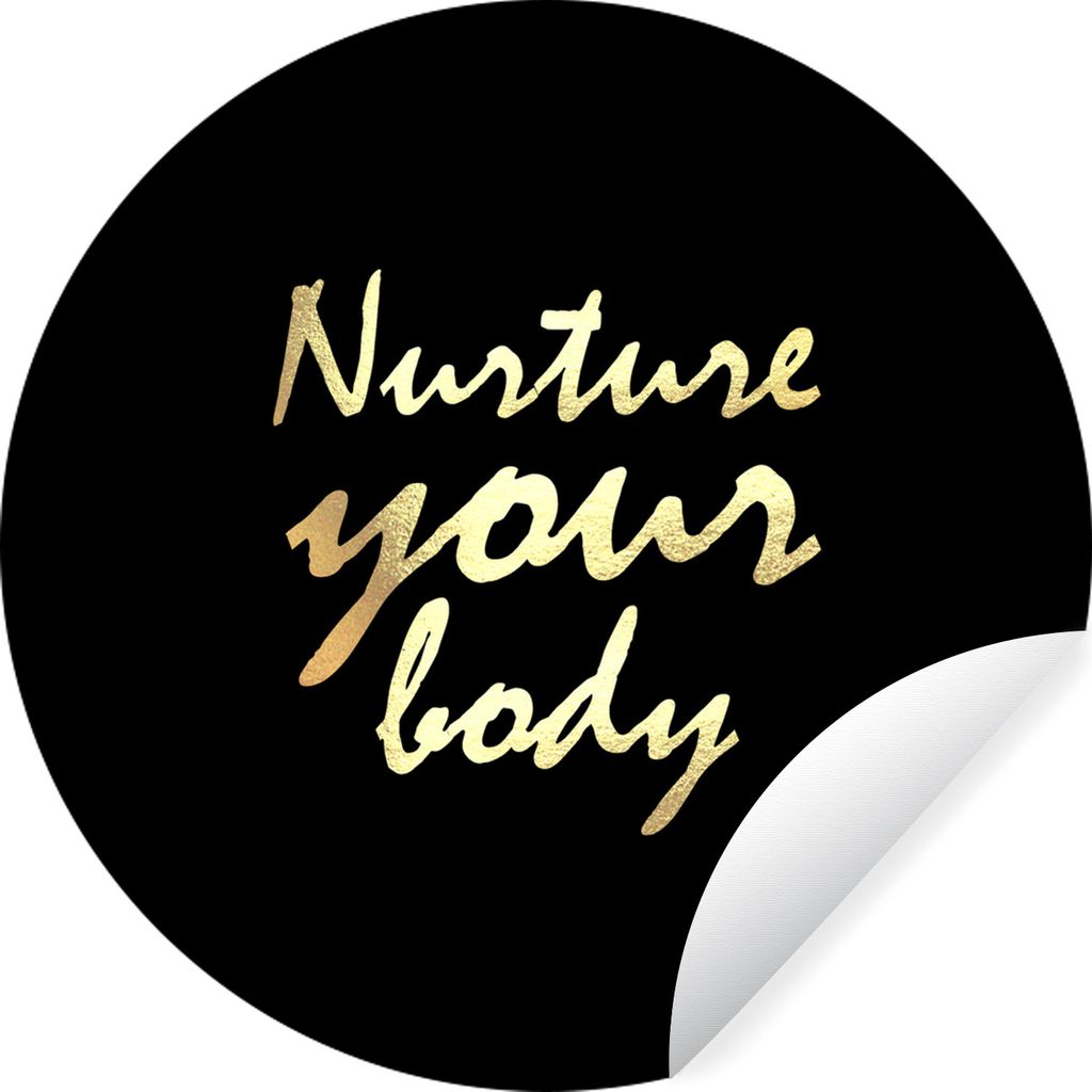 MuchoWow Runde Wandtattoo - Wandsticker Tapete Aufkleber Zitate - Gesund - Gold Ø 30 cm Selbstklebend und Repositionierbar - Wandaufkleber - Kre...