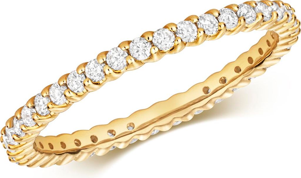 Funkelndes Feuer Atemberaubender 9 Karat (375) Gold Eternity Diamant Damenring Brillant-Schliff 0.51 Karat HI - I1 I2, 53 (16.9); TRS354669KYRSM