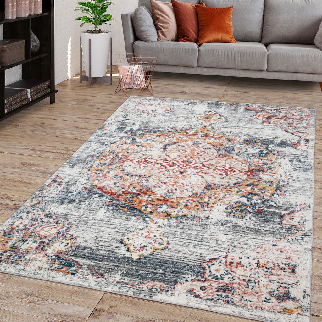 TT Home Wohnzimmer Teppich Kurzflor In Abstraktem Marokkanischen Design Modern Größe 200 cm Rund