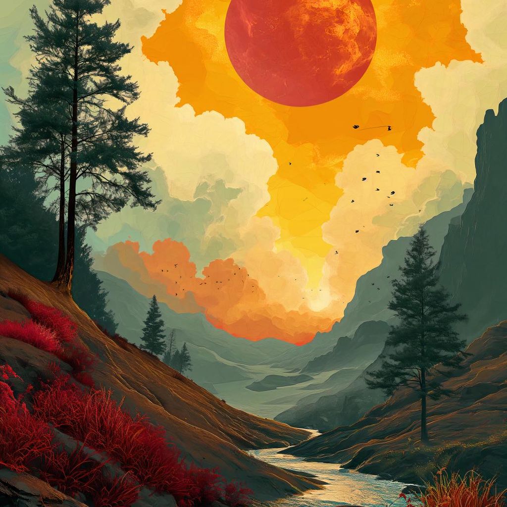 Plakat 40x40cm Wilder Fluss Dämmerung