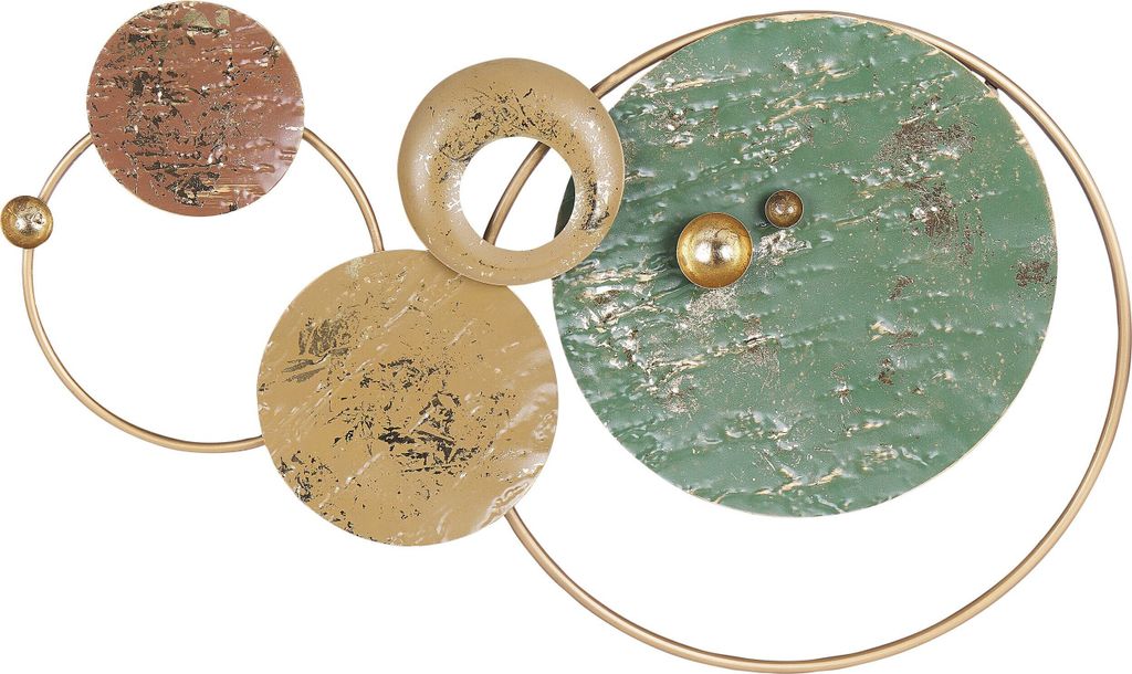 BELIANI Wanddekoration Gold und Grün Eisen Kreise Einteilig Handgemacht Modern Wandobjekt Wanddeko für Schlafzimmer Wohnzimmer Flur Küche Esszimmer