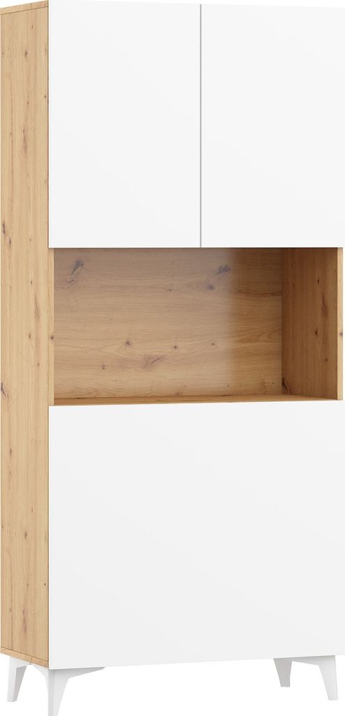 Klappbare MEGAN 1 Schreibtischregale Regale Haushaltsbüro Computertisch ARTISAN EICHE / WEIß GLANZ