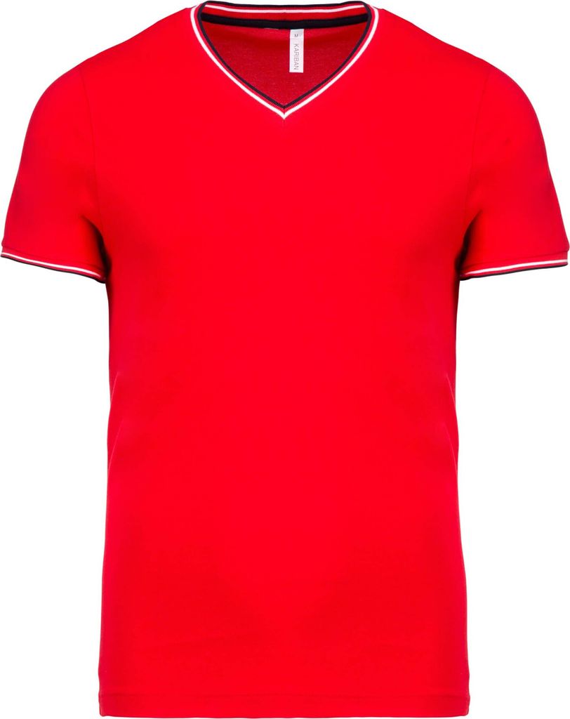 Kariban Herren T-Shirt Pique Poloshirt Work Golf Shirt V-Neck Kurzarm, Größe:XL, Farbe:Navy/Light Grey/White