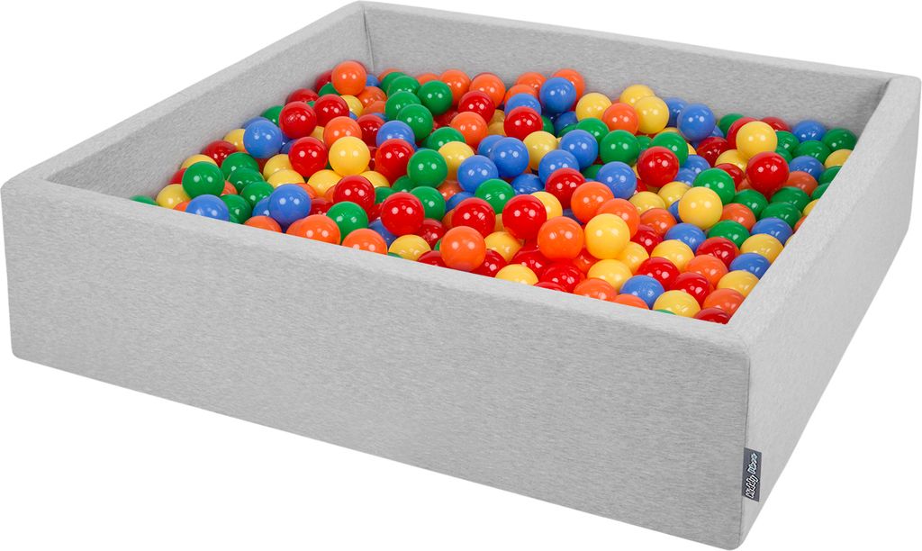 KiddyMoon Bällebad 120x30cm 600 Bälle ∅7cm Quadrat Bällepool Mit Bunten Bällen Für Babys Und Kinder