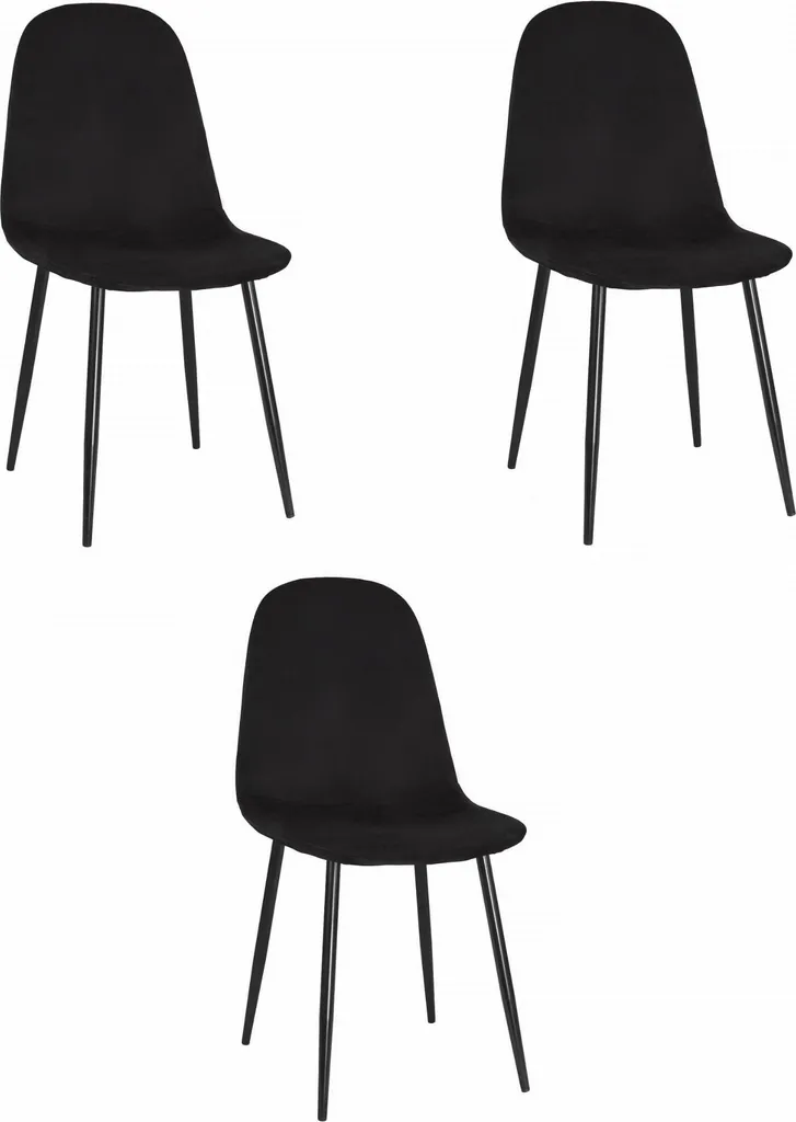Tris Sedie Design COMO Velluto Nero | Arredo Soggiorno Contemporaneo