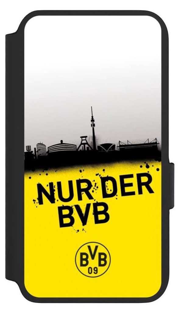 NIVOCASE Klapphülle für Samsung Galaxy S22 Handyhülle aus Kunst Leder NIVOflip schwarz BVB Borussia Dortmund Statement