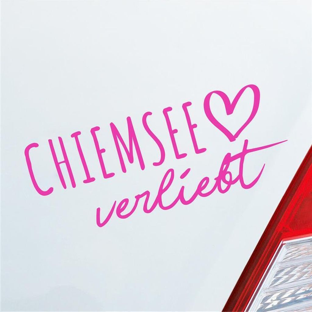 Auto Aufkleber Chiemsee verliebt Herz See Sea Liebe Car 19x8 cm Pink Sticker Heckscheibenaufkleber