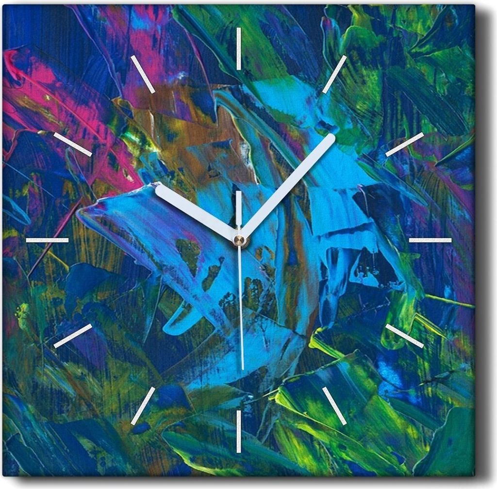 Coloray Hodiny Unikátní 30x30 cm Tiché hodiny Pro obývací pokoj a kuchyň Nástěnné hodiny Plátno Černé ručičky hodin - Barvy rozmazáv...