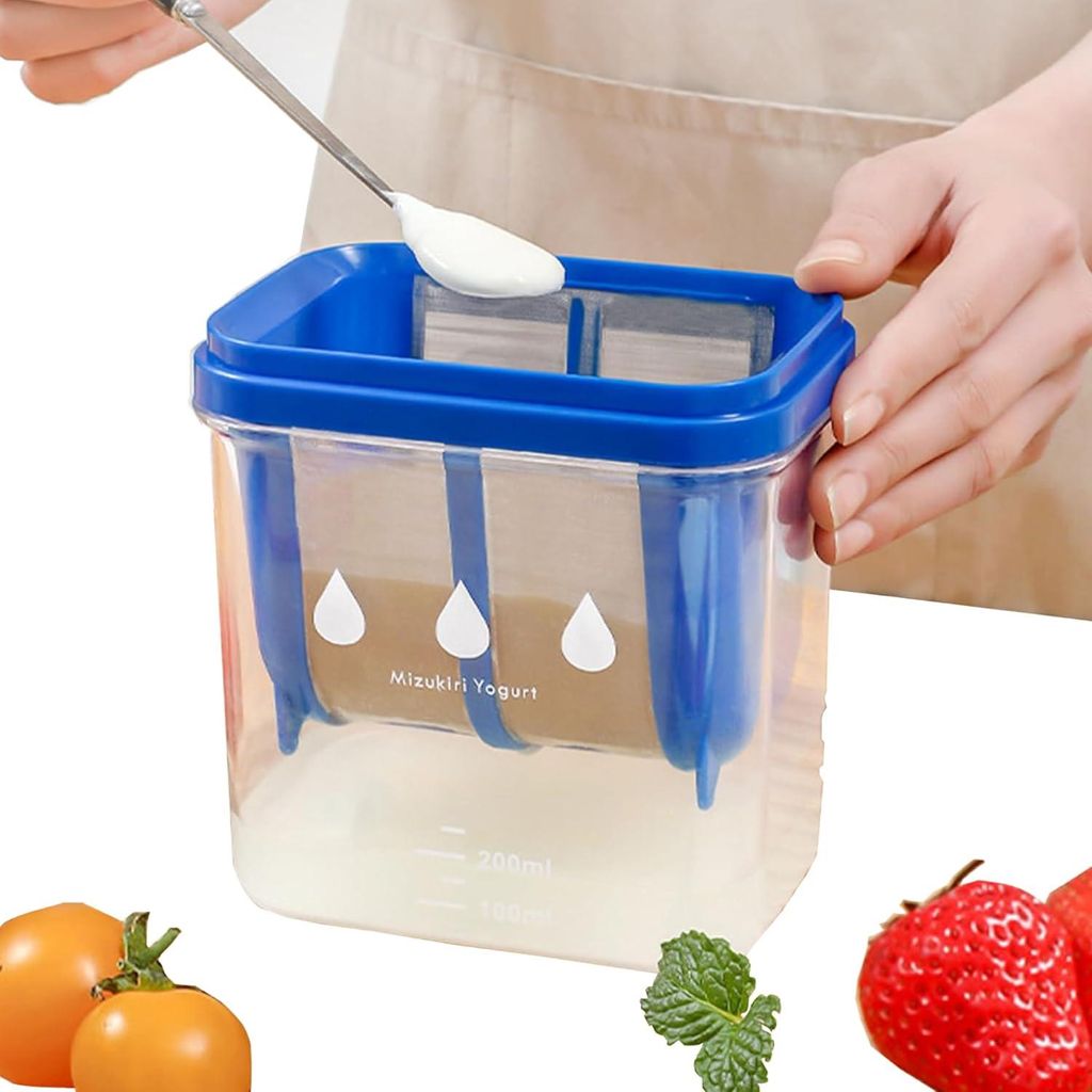 Joghurt-Schüssel und Sieb-Set - 300 ml AS-Harz und Edelstahlfilter für Joghurt, Saft, Milch, Honig - Großer Küchen-Trichter aus Japan