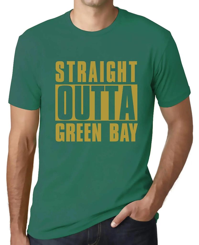 Herren Grafik T-Shirt Straight Outta Green Bay Öko-Verantwortlich Vintage Jahrgang Kurzarm Lustige Druck Geburtstag Geschenk Mann