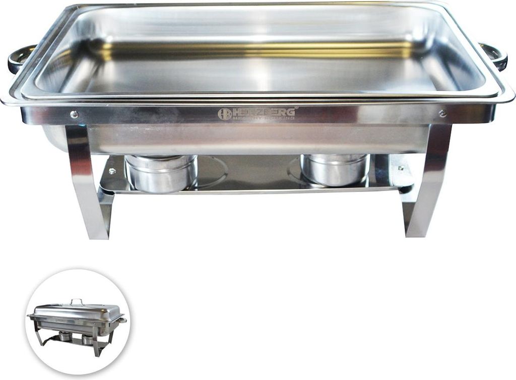 Herzberg HG-8022-1: 9 Quart Chafing Dish aus Edelstahl - 1 Behälter