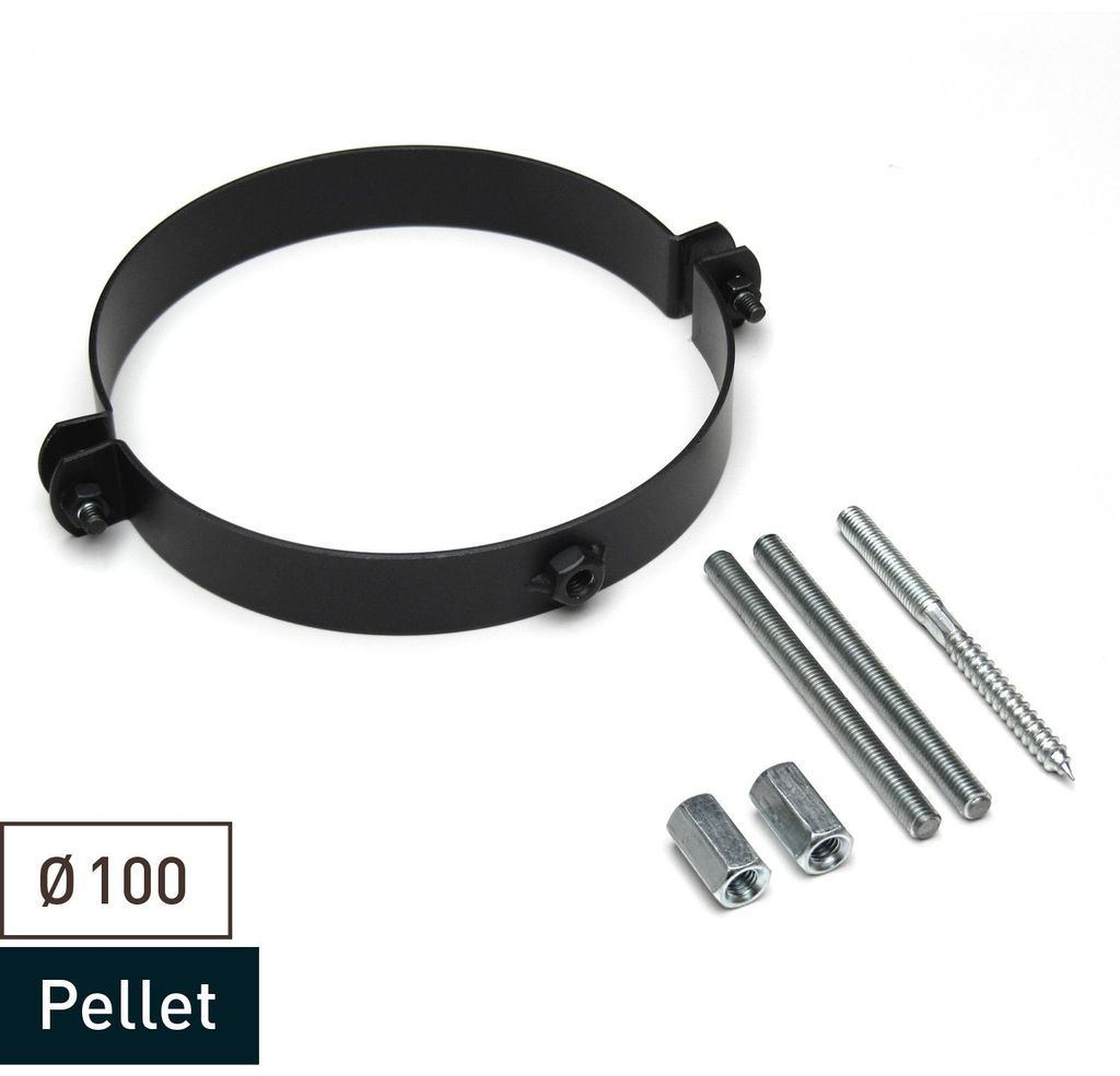 Raik Pelletrohr / Ofenrohr 100mm - Rohrschelle schwarz