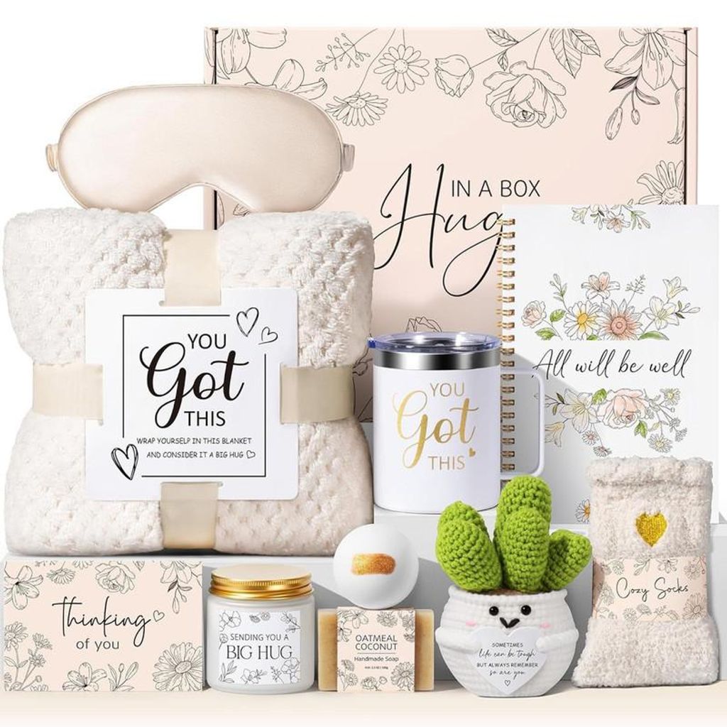 Geschenkset für Frauen mit Decke & Duftkerze, Wellness Geschenkbox, Muttertag Geburtstag Set, Pflege Geschenk für Freundin Mama