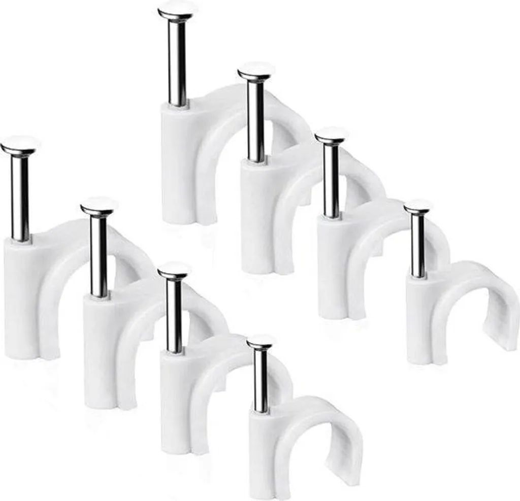 Attaches câbles 16 mm ultra résistantes blanches avec clous acier - 100 pcs