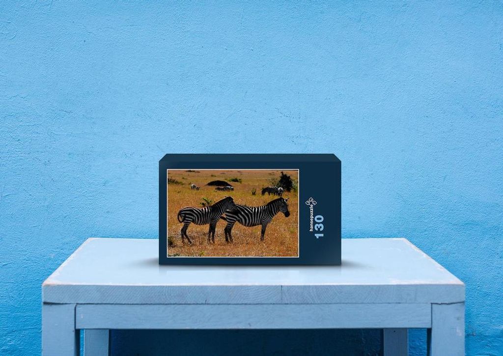 hansepuzzle 75003 - Zebra Puzzle, 130 Teile, Tierwelt, 28,7 x 20,0cm mit hochwertiger Aufbewahrung, Kartonbox und wiederverschließbarem Beutel