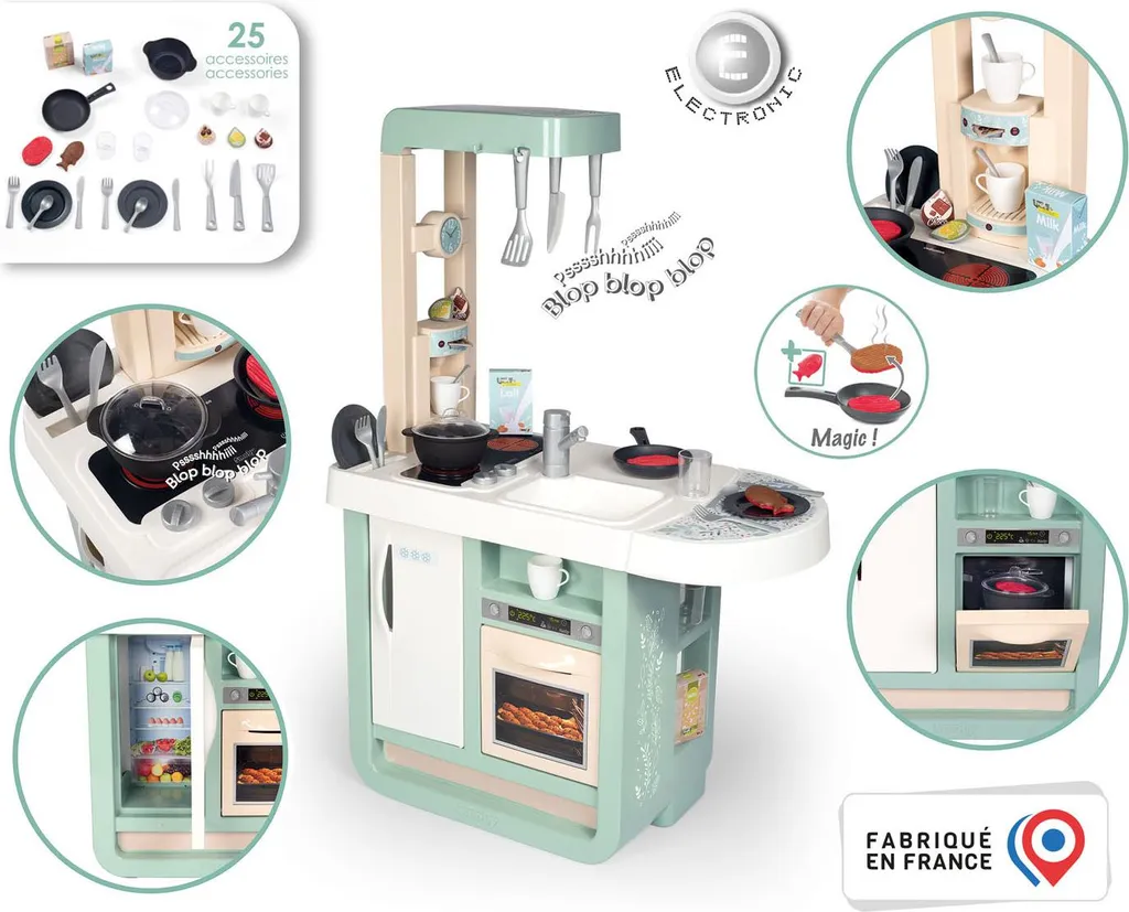 Jeux d'Imitation Cuisine Smoby Cherry Kitchen 25 Pièces pour Filles Garçons