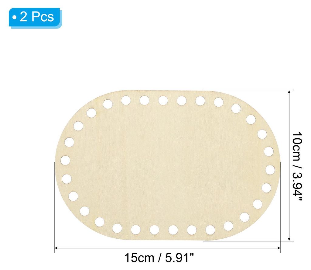 2 Stš¹ck Geh?kelter Korbboden 15 x 10cm Oval Korb Basis aus Holz zum H?keln Holzboden mit L?chern H?kelkorb Zubeh?r fš¹r DIY Korbflechten Webbe...