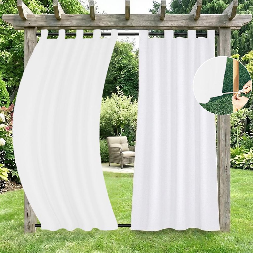 2er Set Vorhang Außen Wasserdicht 230g/m² Oxford Stoff Winddicht Schlaufen Vorhänge Blickdicht Sonnenschutz Garten Terrasse Pavillon Balkonvorha...