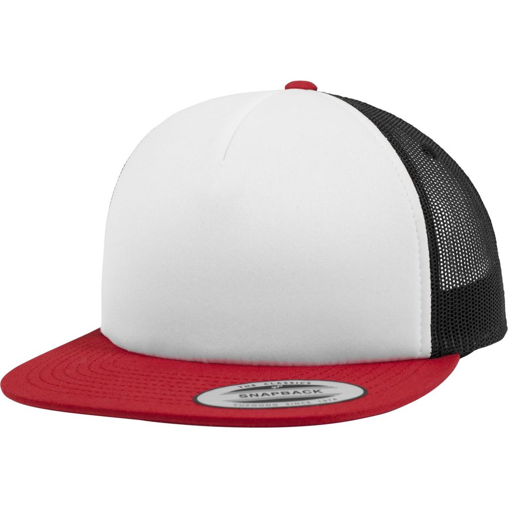 FLEXFIT 6005FW | Foam Trucker with white Front Cap / Kappe / Mütze - Farbe: Red/White/Royal - Größe: One Size