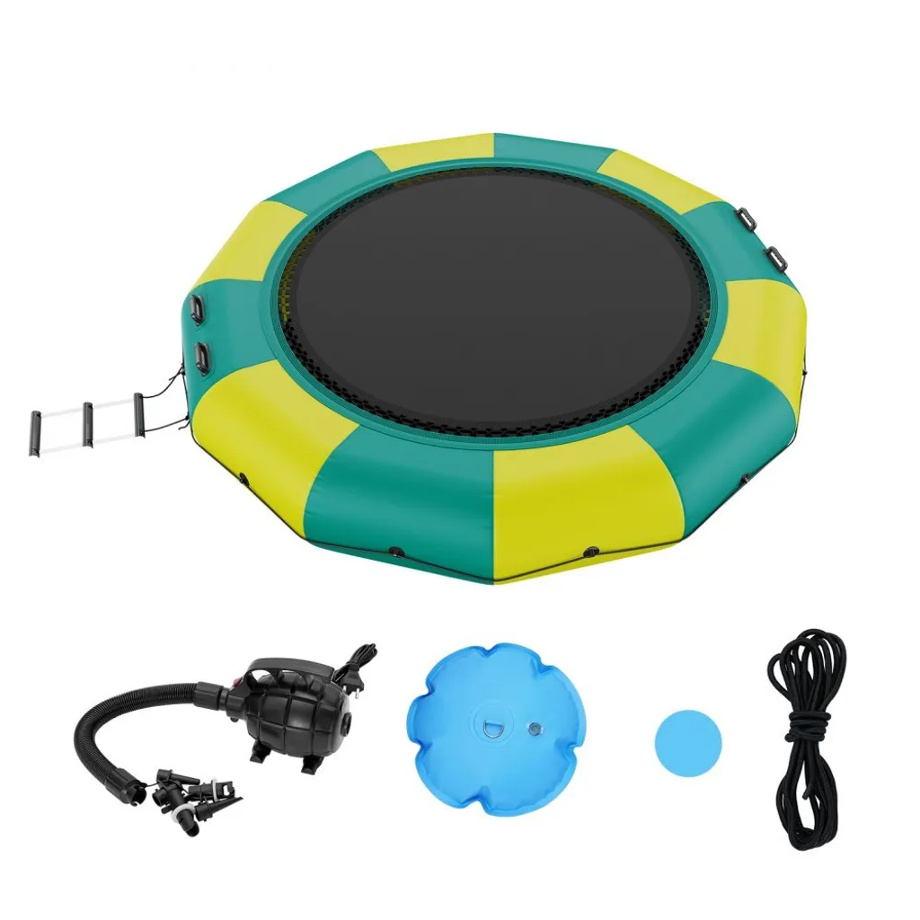 Plateforme de saut aquatique gonflable 3,66 m, île de loisirs jaune
