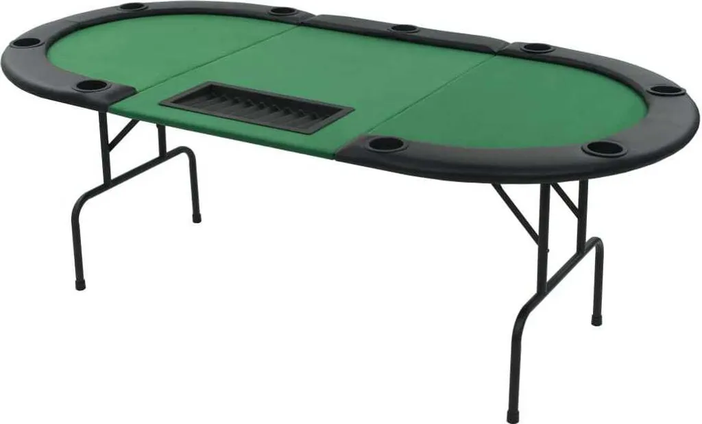 Plateau de poker ovale pliable 9 places avec tapis de jeu vert pro