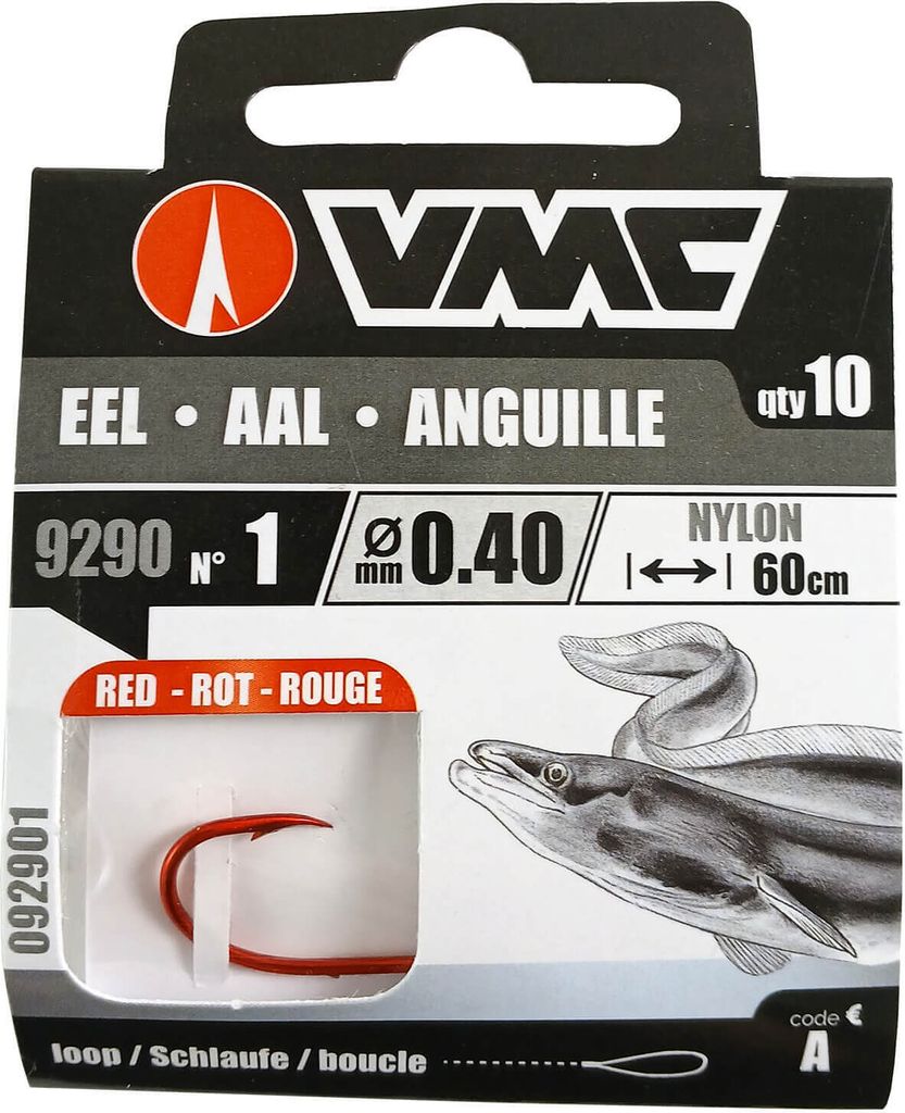 VMC Aalhaken 9290 Rot Vorfachhaken 60cm #6