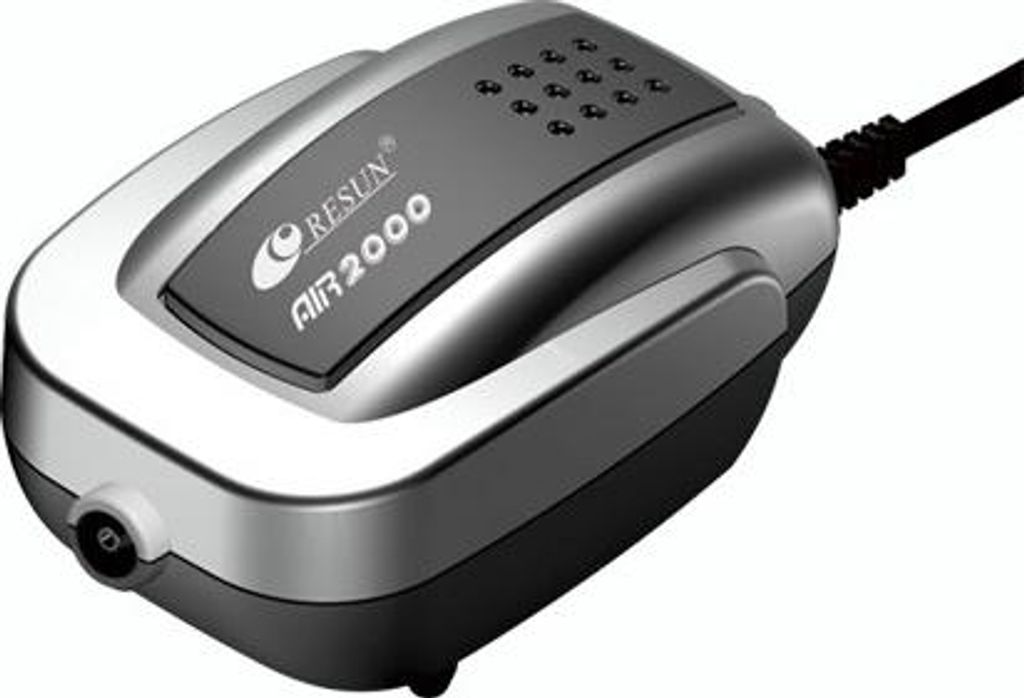 A studio shot of a Resun AIR-2000K aquarium air pump against a white background.