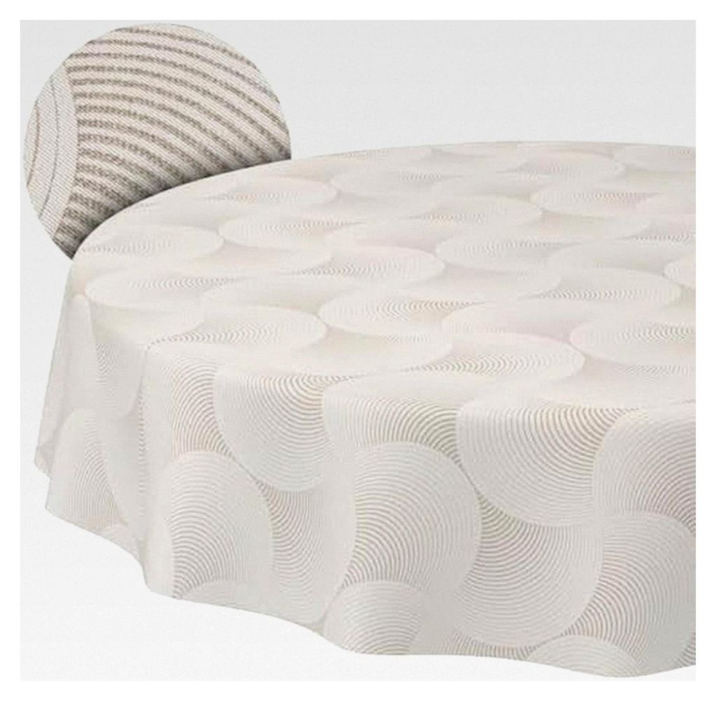 Abwaschbare Tischdecke mit Lotuseffekt aus Baumwolle und Polyester, schmutzabweisend, für den Außenbereich, runde Gartentischdecke in Grau, 140 cm