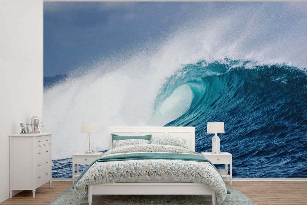 MuchoWow Fototapete für Wohnzimmer oder Schlafzimmer Wandtapete Vinyl Motivtapete Meer - Golf - Schaum - 360x240 cm - Vinyl-Tapete