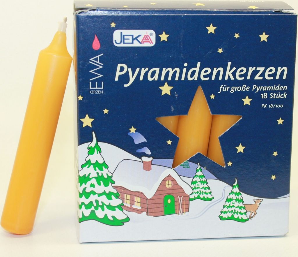 Pyramidenkerzen Packung 18 Stück Ø 17 mm / Höhe 105 mm, Pyramidenkerzen:natur