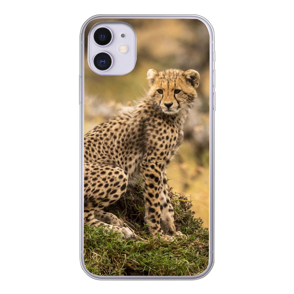 MuchoWow Handyhülle Schutzhülle Hülle für iPhone 11 Leopard - Wald - Tier Silikon Softcase Handy Hülle - Handytasche