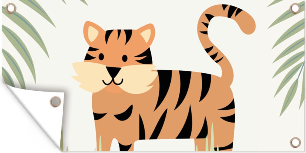 MuchoWow 60x30 cm Outdoor-Poster Gartendeko Sichtschutz Garten Poster für den Garten Illustration eines Tigers im Dschungel