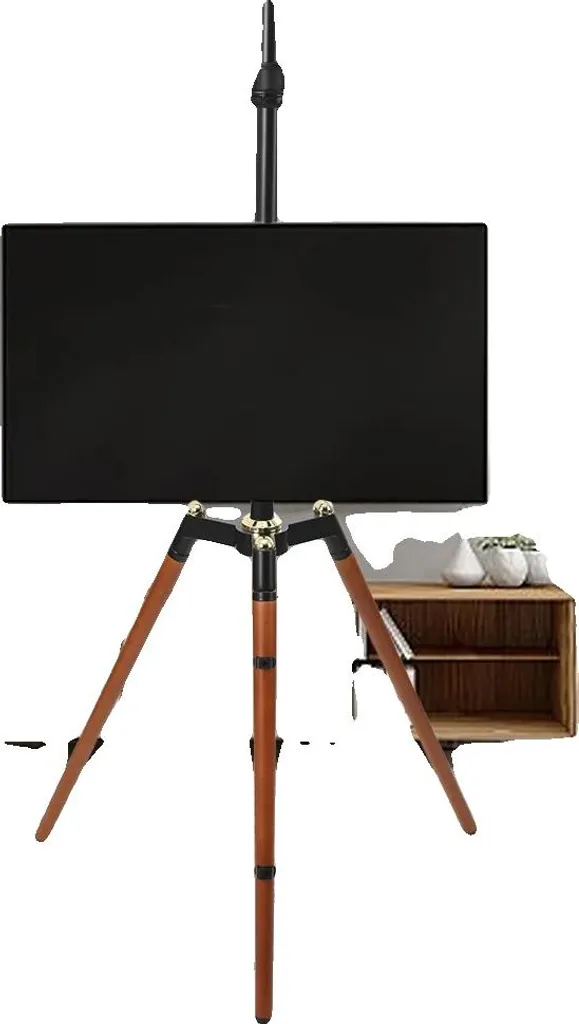 Support TV Ajustable en Hauteur et Pivotant, Bois de Hêtre Premium