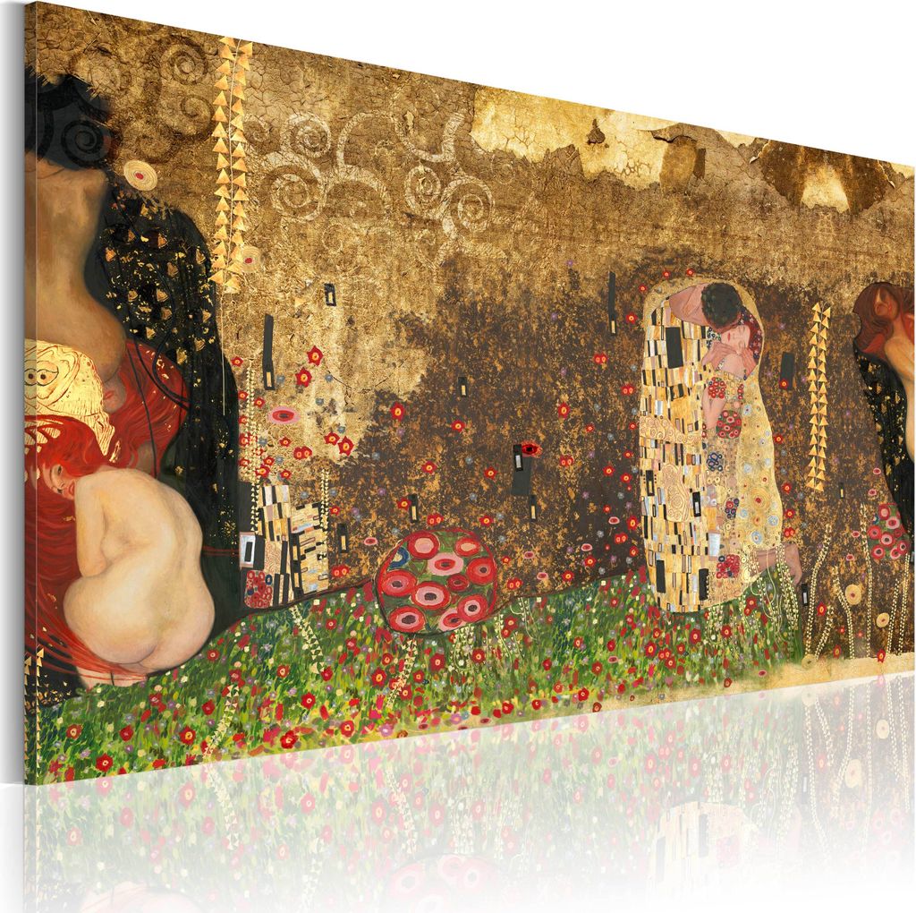 Italienischer Leinwand Leinwandbild - Gustav Klimt - inspiration 120x80 cm Menschen 020101-59