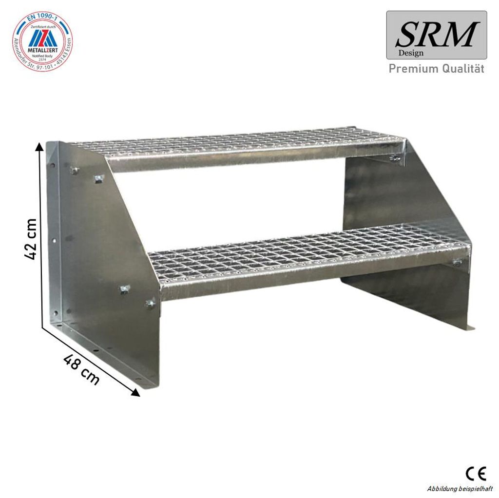 2 Stufen Standtreppe Modell 1 verzinkt, Breite 110 cm, Höhe Produktbild 