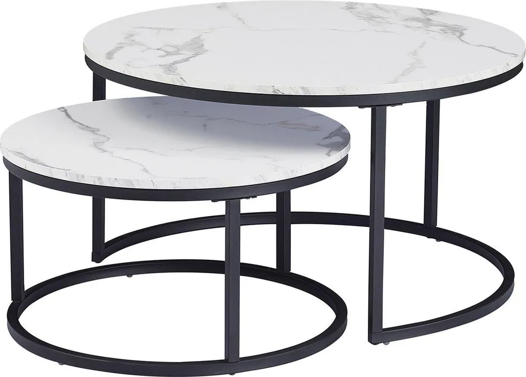 Tables de Salon Bolt Edge en Marbre et Structure Noire Design Deluxe
