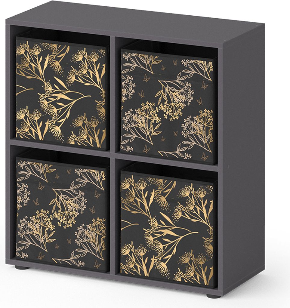 Raumteiler Vicco Tetra Schwarz 72.6 x 72 cm mit 4 Faltboxen Produktbild 