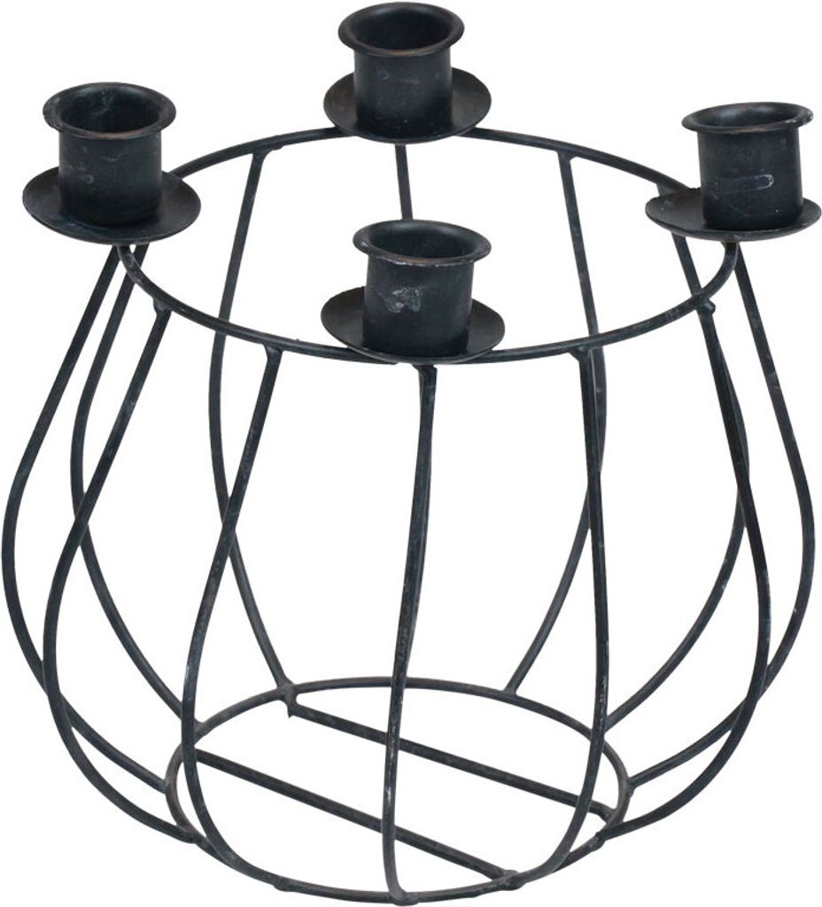Kerzenhalter Adventskranz Metall Gitter Design Ø14cm Grau