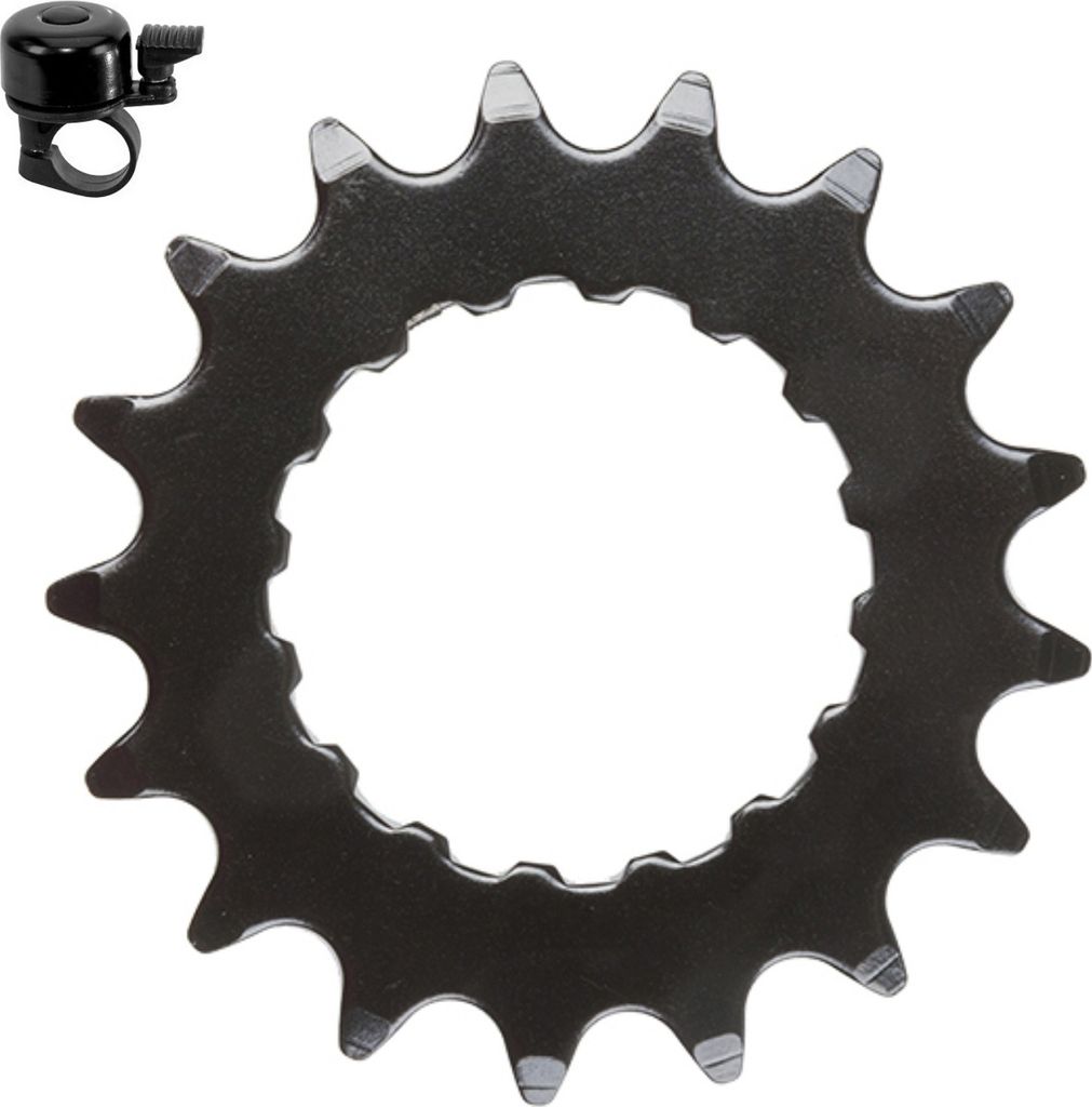 Samox E-Bike Kettenblatt 1/2 x 3/32" 17 Zähne Stahl schwarz inkl. maxxi4you Fahrradklingel