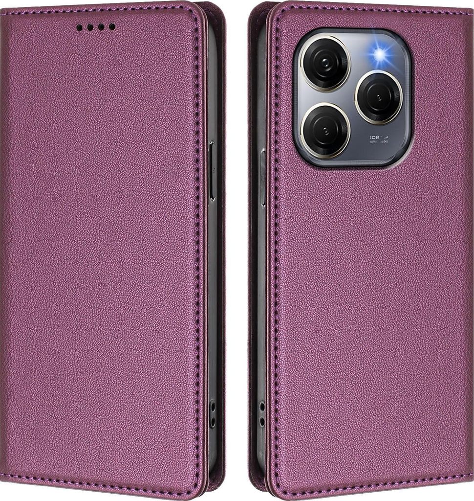 Handyhülle für Tecno Spark 20 Pro 5G, Kunstleder Klapphülle Stoßfeste Magnetische Hülle mit Ständer Lila